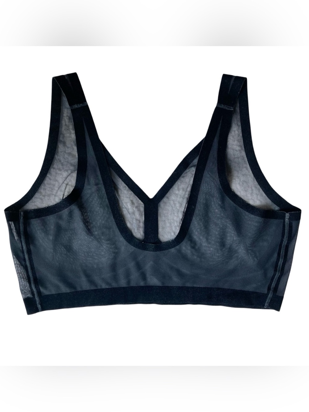 EBY Sheer Mesh Unlined Full Coverage Velvet Detail Bra Bralette - Picture 4 of 8